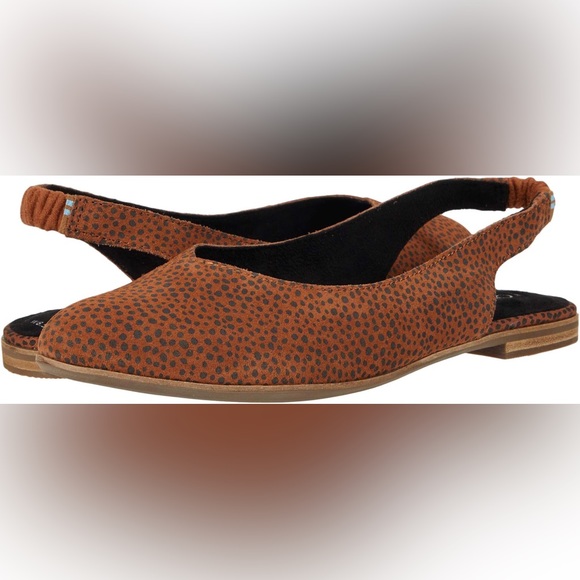 NWT TOMS Julie Slingback Flats Tan Mini Cheetah Printed Suede 10 - Picture 8 of 10